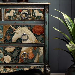  Jade Red Floral Unicorn Botanisch Tissuepapier