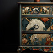 Jade Red William Morris Style Eenhoorn Tissuepapier