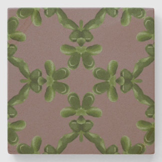Jade rooster in stoffig lila stenen onderzetter
