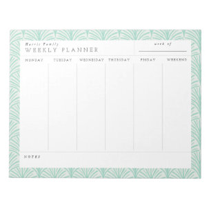 Jade Scallops Family Weekly Planner Notepad Notitieblok