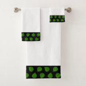 Jade Tree-bladeren op zwarte & witte doekset Bad Handdoek (Insitu)