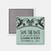 Jade Vintage Swirls Save the Date Magnet (Recto/Verso)