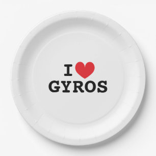 J'adore assiettes en papier Gyros pour fête