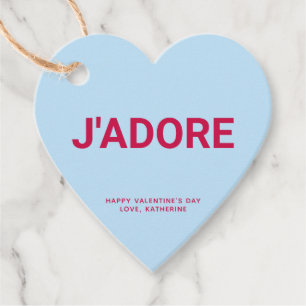 J'adore blauw hart leuk schattig Valentijnsdag cus Bedankjes Labels