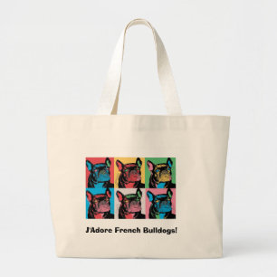 J'Adore French Bulldogs! Grote Tote Bag
