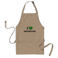 J'adore jardiner. Tablier beige coeur vert
