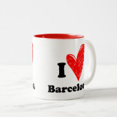 J'adore la Mug à café à deux tons de Barcelone (Devant droit)