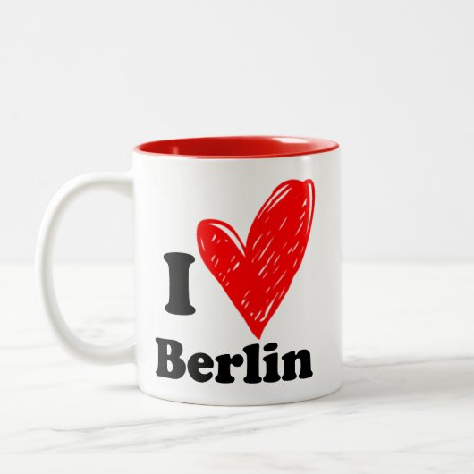 J'adore la Mug à café à deux tons de Berlin (Gauche)
