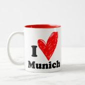 J'adore la Mug à café à deux tons de Munich (Gauche)