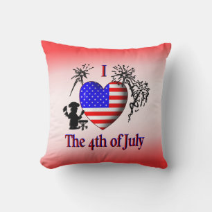 J'adore le 4 juillet Coussin Rouge Mojo américain