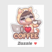 J'adore le café - Sticker (Feuille)