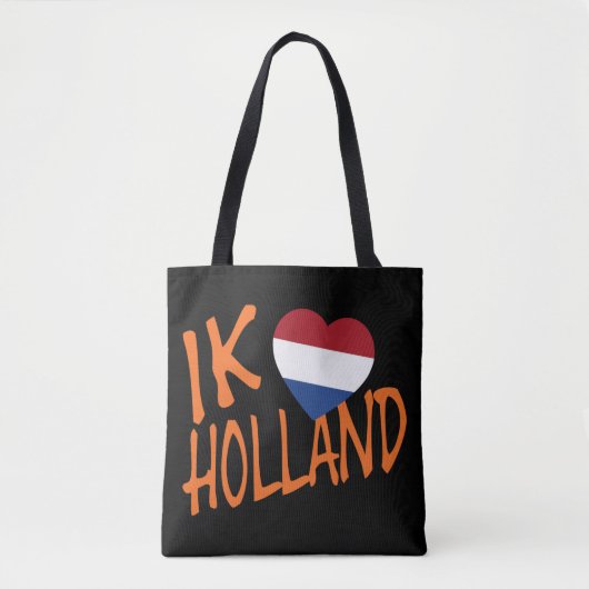 J'adore le drapeau hollandais ou sur sac noir (Devant)