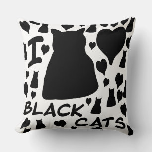 J'adore les chats noirs Coussin décoratif pour ama