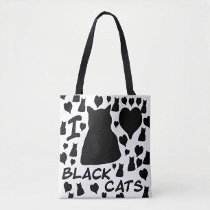J'adore les chats noirs Sac fourre-tout pour amate