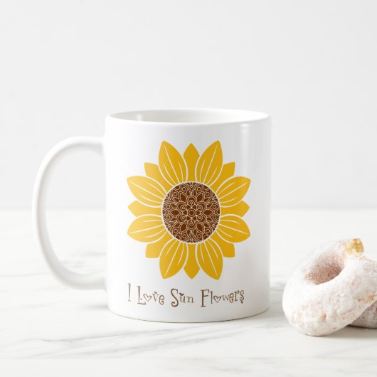 J'adore les fleurs de soleil Mug (Avec donut)