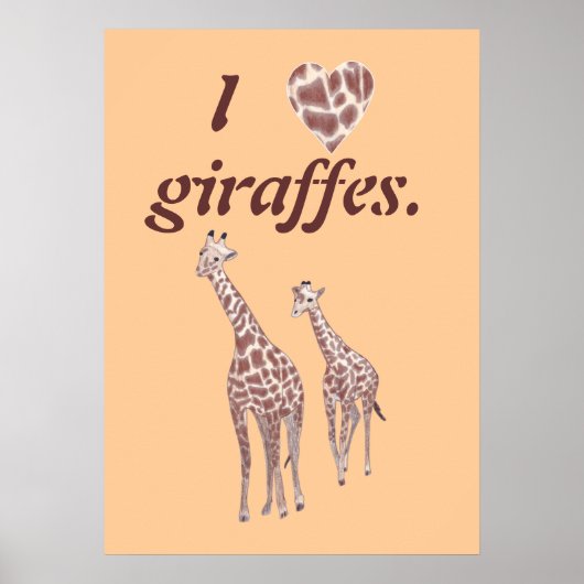 J'adore les girafes, mère enfant girafe poster (Devant)