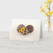 J'adore les hérissons ! Carte de vœux. (Fleur jaune)