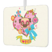 J'adore les Pug! Désodorisant pour voiture (Gauche)