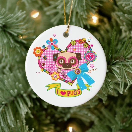 J'adore les Pug! Ornement (Arbre)