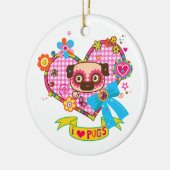J'adore les Pug! Ornement (Gauche)