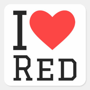 J'adore les Stickers carrés rouges