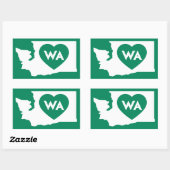 J'adore les stickers Rectangle de l'État de Washin (Feuille)