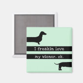 J'adore mon aimant de silhouette moderne wiener (Recto/Verso)