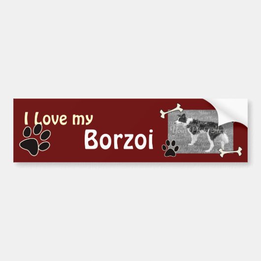 J'adore mon Sticker Bumper Borzoi (Devant)