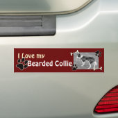 J'adore mon Sticker Collie Beared Bumper (En voiture)