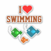 J'ADORE NAGER avec les poissons Sticker (Devant)