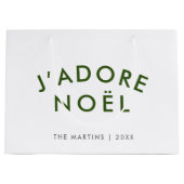 J'adore Noel | Kerstminimalistisch groen wit Groot Cadeauzakje (Voorkant)