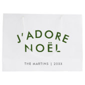 J'adore Noel | Kerstminimalistisch groen wit Groot Cadeauzakje (Achterkant)