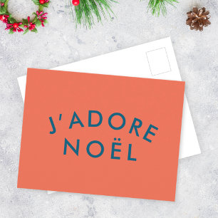 J'adore Noel   Modern Love Kerstroet en marine Briefkaart