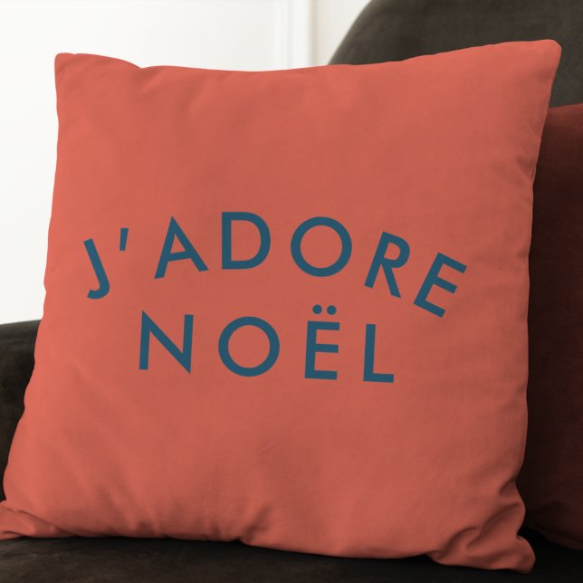 J'adore Noel | Modern Love Kerstroet en marine Kussen (Creator heeft geüpload)