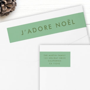 J'adore Noel Modern Xmas Green Return-adres