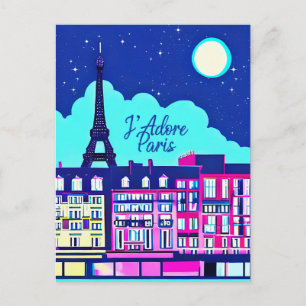 J'adore Paris - Fantasie Parijs onder een volle ma Briefkaart