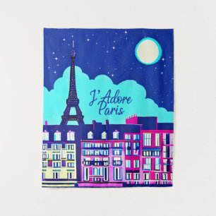 J'adore Paris - Fantasie Parijs onder een volle ma Wandkleed