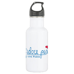 j'adore Paris (ik hou van Parijs) met rode bessen Waterfles