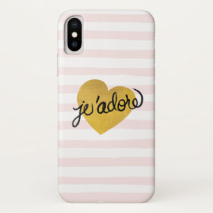J'adore Quote   Zwart-gouden hart iPhone X Hoesje