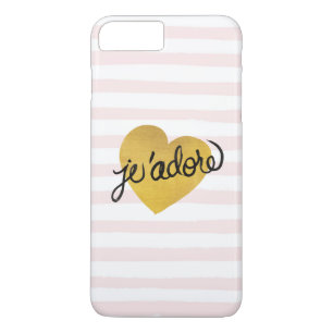 J'adore Quote   Zwart-gouden hart iPhone 8 Plus / 7 Plus Hoesje