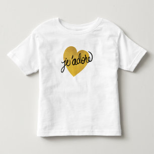J'adore Quote Zwart-gouden hart Kinder Shirts