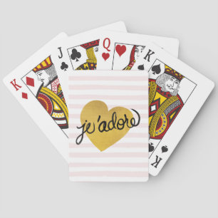 J'adore Quote   Zwart-gouden hart Pokerkaarten