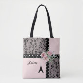 J'adore Sac fourre-tout rose et noir Paris chic (Devant)