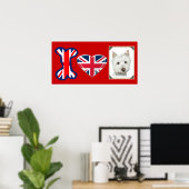 J'adore Westie Dog, Union Jack Poster (Bureau à domicile)