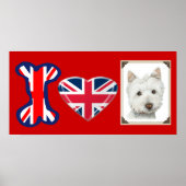 J'adore Westie Dog, Union Jack Poster (Devant)