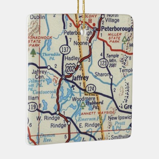 Jaffrey NH Map Keramisch Ornament (Rechts)