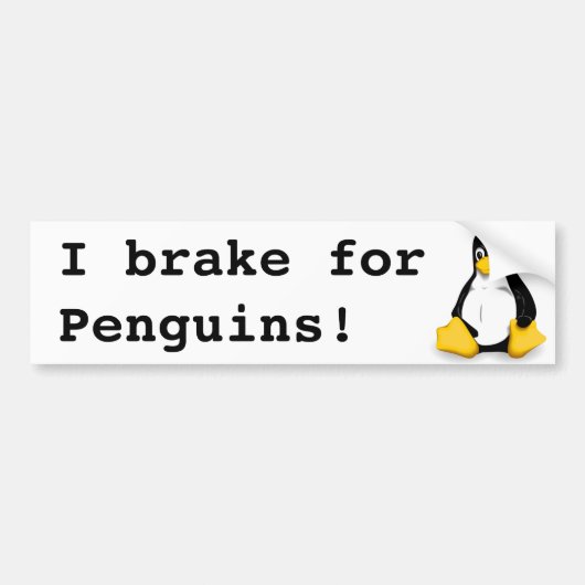 Jag bromsar för pingviner (Tux) Bumpersticker (Voorkant)