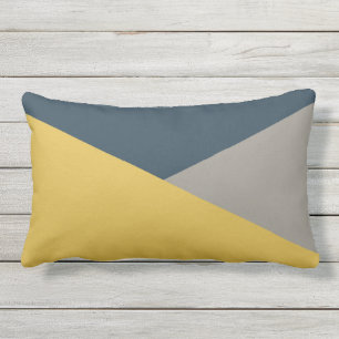 Jag minimalistisch kleurenblok Mustard Navy Grey Buitenkussen