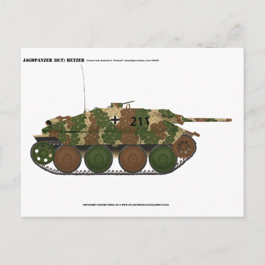 Jagdpanzer 38(t) Hetzer in "ambush" camouflage Briefkaart (Voorkant)