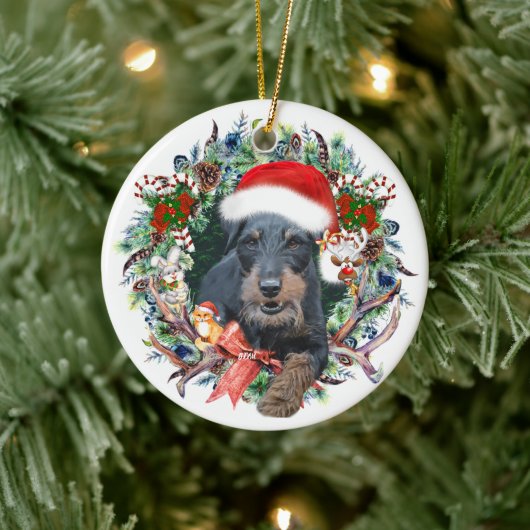 Jagdterrier, Vrolijk kerstfeest Keramisch Ornament (Boom)